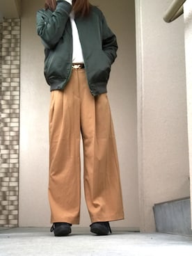「niko and...（ニコアンド）のアイテム（MA-1）」を使った、Harumakiさん（レディース・155cm）の春コーディネート