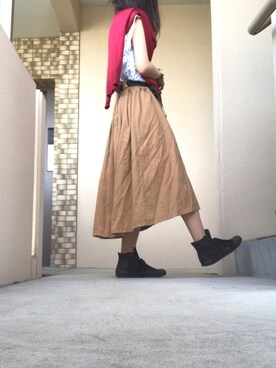 Harumakiさんの「ベルト付ボリュームイレヘムスカート」を使ったコーディネート