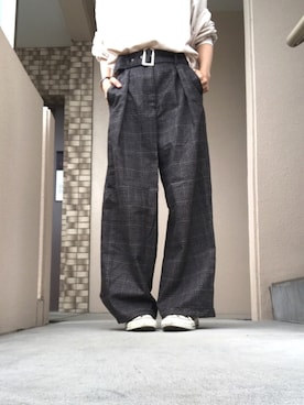 「タータンチェック」｜「アイテム（アナログ腕時計）」を使った、Harumakiさん（レディース・156cm）の秋コーディネート