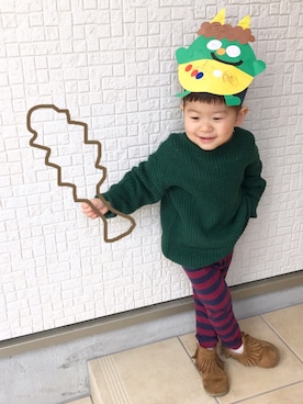 「節分」｜「アイテム（ブーツ）」を使った、Dai-cHiさん（キッズ・90cm）の冬コーディネート