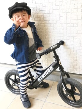 「アイテム（デニムジャケット、ブルー系）」を使った、Dai-cHiさん（キッズ・90cm）の冬コーディネート
