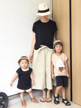 「Handmade（ハンドメイド）のアイテム（キャップ）」を使った、Dai-cHiさん（キッズ・100cm）の夏コーディネート