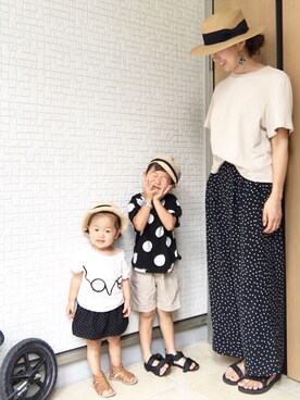 「Handmade（ハンドメイド）のアイテム（キャップ）」を使った、Dai-cHiさん（キッズ・100cm）の夏コーディネート