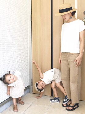 「Handmade（ハンドメイド）のアイテム（キャップ）」を使った、Dai-cHiさん（キッズ・100cm）の夏コーディネート