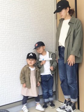 「5歳」｜「アイテム（ミリタリージャケット）」を使った、Dai-cHiさん（キッズ・100cm）の春コーディネート