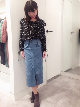 Risa Otsuさんの「【雑誌掲載商品】カラーペンシルスリットスカート」を使ったコーディネート