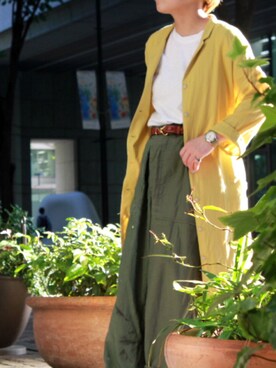 「マスタードイエロー」｜KUDOUさん（レディース・151cm）の夏コーディネート