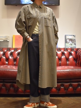 「worknotwork」｜「アイテム（シャツワンピース）」を使った、KUDOUさん（レディース・151cm）の秋コーディネート