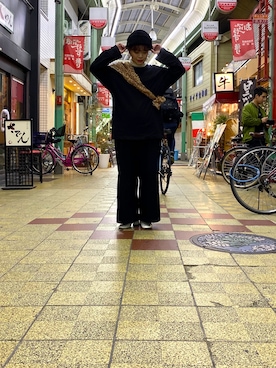 「GU（ジーユー）のアイテム（トップス、ブラック系）」を使った、なつきさん（レディース・155cm）の冬コーディネート