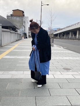 「美容師」｜「アイテム（シャツワンピース）」を使った、なつきさん（レディース・155cm）の冬コーディネート