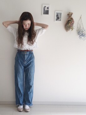 「flower（フラワー）のアイテム（パンツ）」を使った、har ( ハル )さん（レディース・153cm）の冬コーディネート