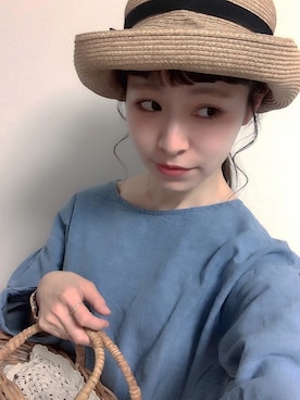 「麦わら帽子」｜「アイテム（ニットキャップ/ビーニー）」を使った、har ( ハル )さん（レディース・153cm）の春コーディネート