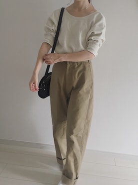 「THE SHINZONE（ザ　シンゾーン）のハイウエストチノパンツ（チノパンツ）」を使った、har ( ハル )さん（レディース・153cm）の秋コーディネート