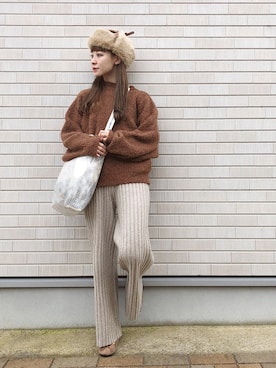 「リブニットパンツ」｜har ( ハル )さん（レディース・153cm）の秋コーディネート