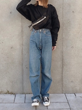 「アイテム（ボディバッグ/ウエストポーチ）」を使った、har ( ハル )さん（レディース・153cm）の冬コーディネート