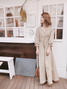 「fifth（フィフス）のウエストギャザーロングワンピース（ワンピース）」を使った、har ( ハル )さん（レディース・153cm）の春コーディネート