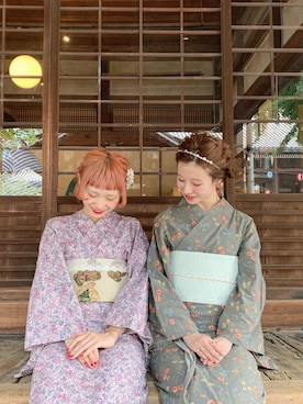 「浴衣コーデ」｜「アイテム（アクセサリー）」を使った、har ( ハル )さん（レディース・153cm）の夏コーディネート