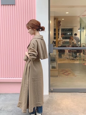 「秋のカフェオレコーデ」｜「アイテム（トレンチコート）」を使った、har ( ハル )さん（レディース・153cm）の秋コーディネート