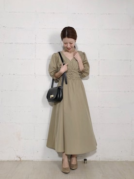 「fifth（フィフス）のウエストギャザーロングワンピース（ワンピース）」を使った、har ( ハル )さん（レディース・153cm）の秋コーディネート