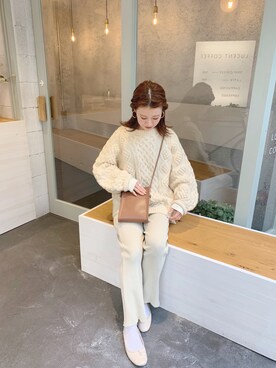 「BEAUTY&YOUTH UNITED ARROWS（ビューティーアンドユースユナイテッドアローズ）のBY コットンリブ ピグメントパンツ2о（その他パンツ）」を使った、har ( ハル )さん（レディース・153cm）の秋コーディネート