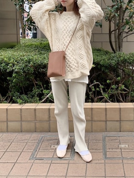 「BEAUTY&YOUTH UNITED ARROWS（ビューティーアンドユースユナイテッドアローズ）のBY コットンリブ ピグメントパンツ2о（その他パンツ）」を使った、har ( ハル )さん（レディース・153cm）の秋コーディネート