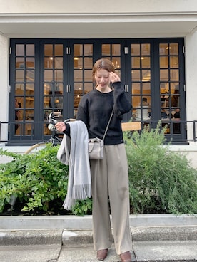 「TODAYFUL（トゥデイフル）のレザースクエアミュール（サンダル）」を使った、har ( ハル )さん（レディース・153cm）の冬コーディネート