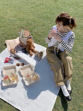 「THE SHINZONE（ザ　シンゾーン）のハイウエストチノパンツ（チノパンツ）」を使った、har ( ハル )さん（レディース・153cm）の春コーディネート