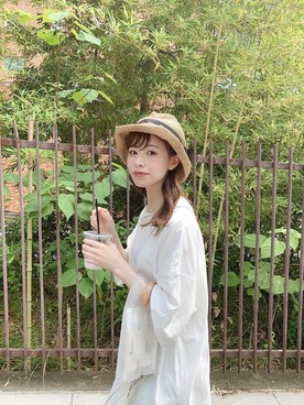 「mature ha.（マチュア）の【mature ha.(マチュアーハ)】Boxed Hat 11cm Brim（ハット）」を使った、har ( ハル )さん（レディース・153cm）の春コーディネート