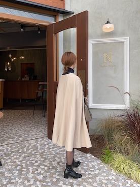「ケープコート」｜「アイテム（アクセサリー）」を使った、har ( ハル )さん（レディース・153cm）の秋コーディネート
