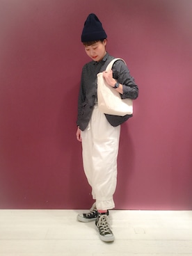 「アイテム（ニットキャップ/ビーニー）」を使った、KURODA  AYANOさん（レディース・153cm）の冬コーディネート