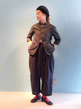 「Hanes」｜「アイテム（ハンチング/ベレー帽）」を使った、KURODA  AYANOさん（レディース・153cm）の春コーディネート