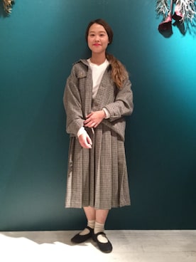 「千鳥格子」｜「アイテム（ブルゾン）」を使った、KURODA  AYANOさん（レディース・153cm）の秋コーディネート