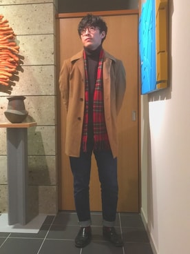 「アイテム（ピーコート）」を使った、mawarunariさん（メンズ・170cm）の秋コーディネート