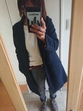 「SEVENDAYS=SUNDAY（セブンデイズサンデイ）のアイテム（チェスターコート）」を使った、めぐっぺさん（レディース・159cm）の冬コーディネート