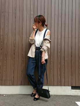 「reca（レカ）のアイテム（オールインワン・サロペット）」を使った、めぐっぺさん（レディース・159cm）の秋コーディネート