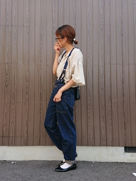 「reca（レカ）のアイテム（オールインワン・サロペット）」を使った、めぐっぺさん（レディース・159cm）の秋コーディネート