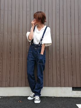 「reca（レカ）のアイテム（オールインワン・サロペット）」を使った、めぐっぺさん（レディース・159cm）の秋コーディネート