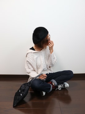 「rectangle（レクタングル）のアイテム（デニムパンツ）」を使った、めぐっぺさん（レディース・159cm）の秋コーディネート