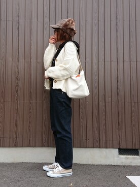 「rectangle（レクタングル）のアイテム（デニムパンツ）」を使った、めぐっぺさん（レディース・159cm）の秋コーディネート