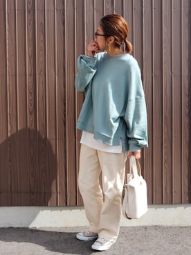 「SEVENDAYS=SUNDAY（セブンデイズサンデイ）のアイテム（スウェット）」を使った、めぐっぺさん（レディース・159cm）の冬コーディネート