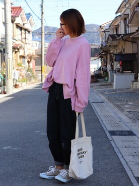 「SEVENDAYS=SUNDAY（セブンデイズサンデイ）のアイテム（スウェット）」を使った、めぐっぺさん（レディース・159cm）の冬コーディネート