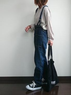 「reca（レカ）のアイテム（オールインワン・サロペット）」を使った、めぐっぺさん（レディース・159cm）の夏コーディネート