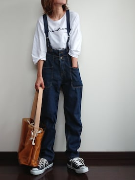 「reca（レカ）のアイテム（オールインワン・サロペット）」を使った、めぐっぺさん（レディース・159cm）の夏コーディネート