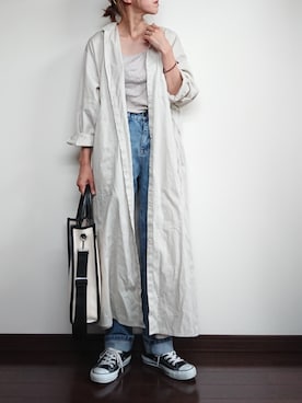 「SEVENDAYS=SUNDAY（セブンデイズサンデイ）のアイテム（シャツワンピース）」を使った、めぐっぺさん（レディース・159cm）の夏コーディネート