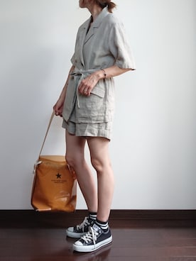 「FREAK'S STORE（フリークスストア）のアイテム（テーラードジャケット）」を使った、めぐっぺさん（レディース・159cm）の夏コーディネート