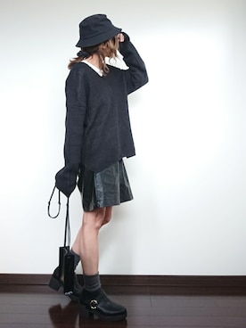 「アイテム（シュシュ、シルバー系）」を使った、めぐっぺさん（レディース・159cm）の秋コーディネート