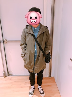 「VANS（バンズ）のアイテム（ピーコート）」を使った、AJさん（メンズ・169cm）の冬コーディネート
