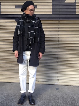 「MR.OLIVE（ミスターオリーブ）のアイテム（ハンチング/ベレー帽）」を使った、　　好き好きシャーツさん（メンズ・175cm）の冬コーディネート