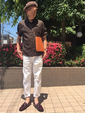 「MR.OLIVE（ミスターオリーブ）のアイテム（ハンチング/ベレー帽）」を使った、　　好き好きシャーツさん（メンズ・175cm）の夏コーディネート
