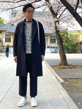 「ADAM ET ROPE'（アダムエロペ）のアイテム（チェスターコート）」を使った、　　好き好きシャーツさん（メンズ・175cm）の春コーディネート